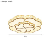 Modern Petal Crystal Led Flush Ceiling Light In White - 19.5’/23.5’/31.5’ For Bedroom