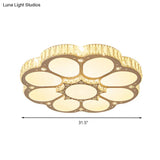 Modern Petal Crystal Led Flush Ceiling Light In White - 19.5’/23.5’/31.5’ For Bedroom