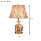 Modern Pineapple Nightstand Lamp With Gold Faceted Crystal Detail - 1 Head Reading Light