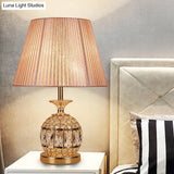 Modern Pineapple Nightstand Lamp With Gold Faceted Crystal Detail - 1 Head Reading Light