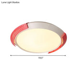 Modern Pink/Gold Hollow Metal Ceiling Fixture - 16’/19.5’ Round Flush Mount Light For Bedroom