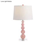 Modern Pink Nightstand Lamp: Barrel-Shaped Reading Light With Fabric Shade