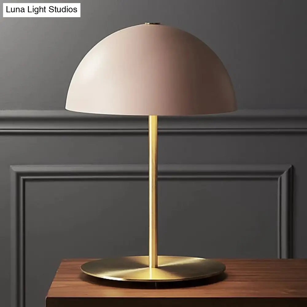 Modern Pink Table Lamp With Metal Hemisphere Shade - Versatile Task Lighting