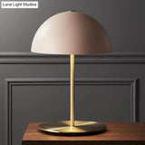 Modern Pink Table Lamp With Metal Hemisphere Shade - Versatile Task Lighting
