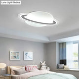 Modern Planet Shaped Ceiling Mount Light In White For Boys Bedroom