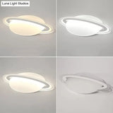 Modern Planet Shaped Ceiling Mount Light In White For Boys Bedroom