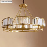 Modern Polished Brass Chandelier With Adjustable 15 Cord And Clear Crystal Pendant