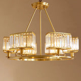 Modern Polished Brass Chandelier With Adjustable 15 Cord And Clear Crystal Pendant 6 / Gold