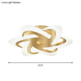 Modern Polished Gold Led Ceiling Lamp For Kids Bedroom - Cloud Circle And Windmill Shape