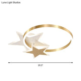 Modern Polished Gold Led Ceiling Lamp For Kids Bedroom - Cloud Circle And Windmill Shape