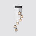 Modern Prismatic Crystal Cylindrical Pendant Ceiling Light For Stairway 6 / Black