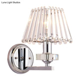 Modern Pyramid Crystal Wall Light With Chrome Finish For Living Room Décor