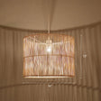 Modern Rattan Drum Shaded Pendant Light For Restaurant Ceiling Wood