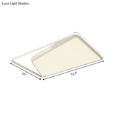 Modern Rectangle Ceiling Mounted Led Flush Light Fixture For Living Room - Black/White With