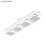 Modern Rectangle Flush Led Ceiling Light Fixture With Acrylic Shade - 4/5 Lights White/Warm For