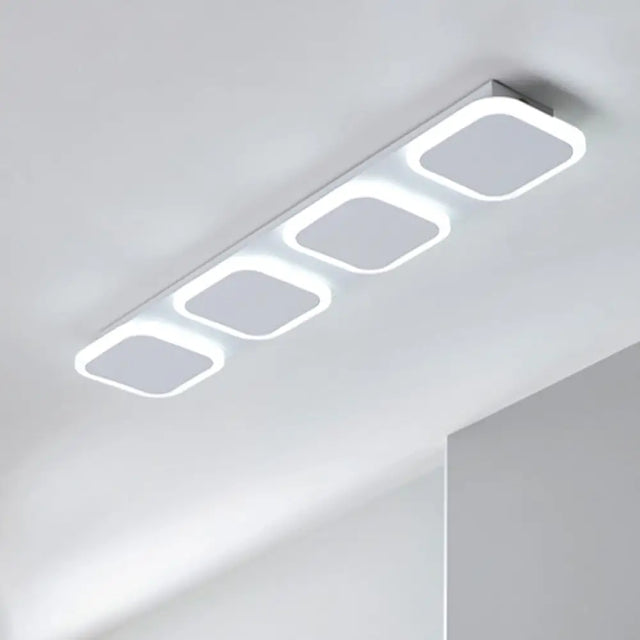 Modern Rectangle Flush Led Ceiling Light Fixture With Acrylic Shade - 4/5 Lights White/Warm For