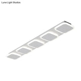 Modern Rectangle Flush Led Ceiling Light Fixture With Acrylic Shade - 4/5 Lights White/Warm For