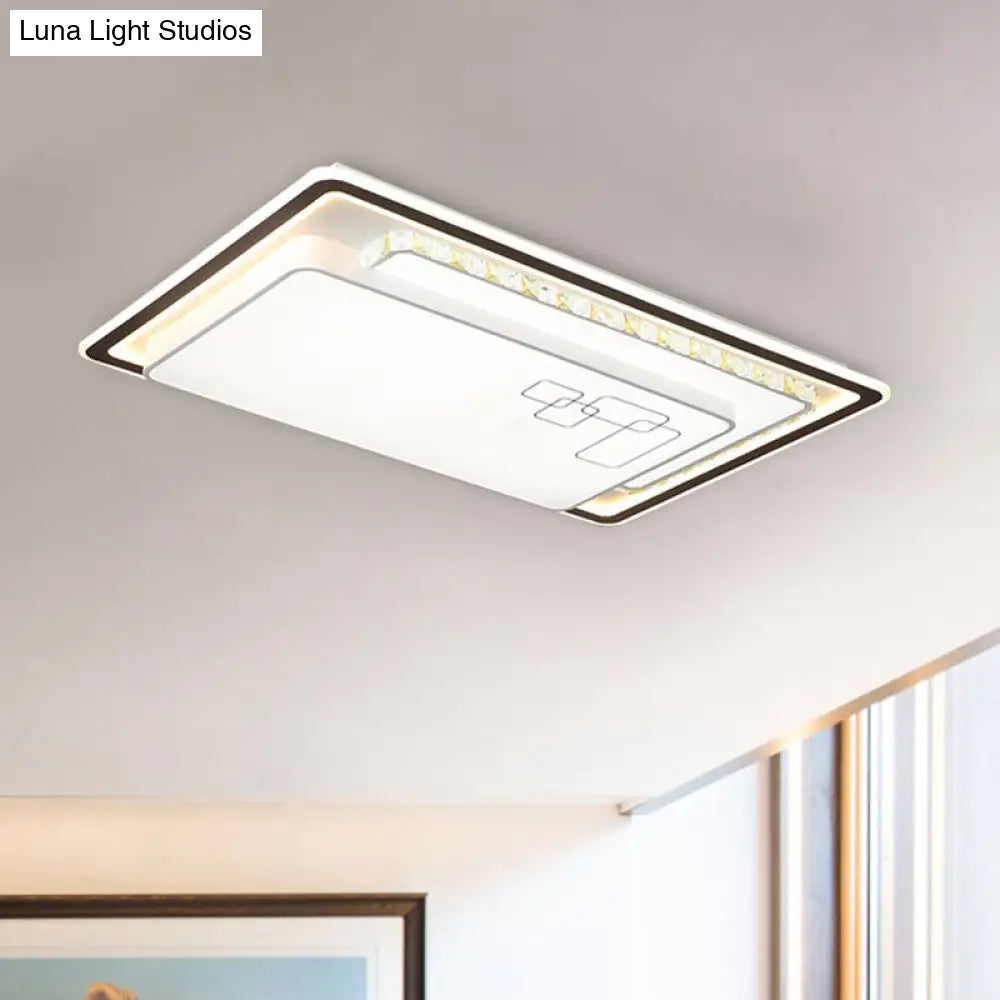 Modern Rectangle Led Ceiling Light With Acrylic And K9 Crystal