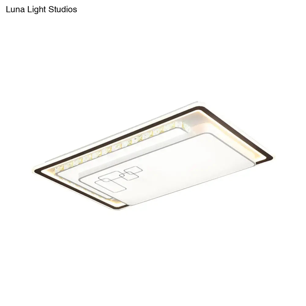 Modern Rectangle Led Ceiling Light With Acrylic And K9 Crystal