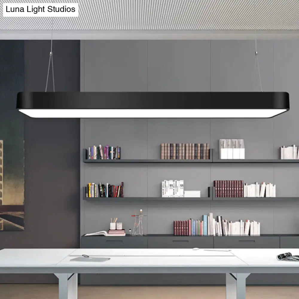 Modern Rectangle Led Pendant Light For Offices With Acrylic Diffuser