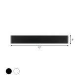 Modern Rectangle Vanity Wall Sconce: Black/White Aluminum Led Mount Lamp In Warm/White Light