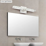 Modern Rectangle Vanity Wall Sconce With Clear Crystal Integrated Led - Bathroom Lamp