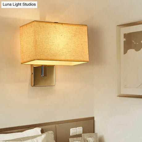 Modern Rectangle Wall Mounted Lamp | Fabric Shade 1 Bulb Living Room Sconce Light