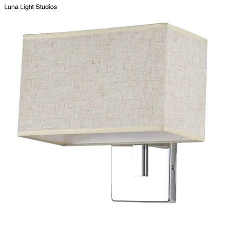 Modern Rectangle Wall Mounted Lamp | Fabric Shade 1 Bulb Living Room Sconce Light