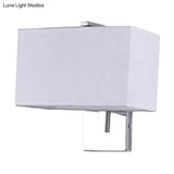 Modern Rectangle Wall Mounted Lamp | Fabric Shade 1 Bulb Living Room Sconce Light