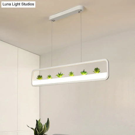 Modern Rectangular Acrylic Island Chandelier - Led Dining Room Ceiling Light (27.5/39 Long)