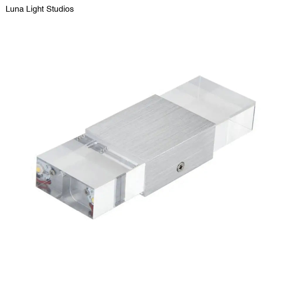Modern Rectangular Acrylic Led Wall Sconce In Silver - Warm/White Light