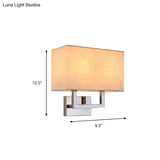 Modern Rectangular Beige Led Fabric Wall Sconce For Bedside Lighting