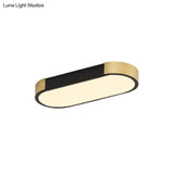 Modern Rectangular Corridor Led Ceiling Flush Mount - Metallic Flushmount Lighting In White/Gold Or