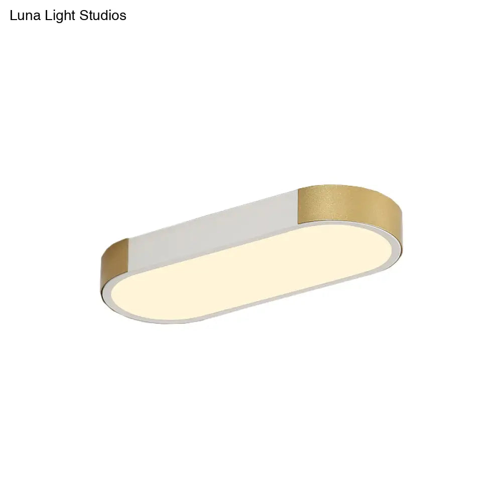 Modern Rectangular Corridor Led Ceiling Flush Mount - Metallic Flushmount Lighting In White/Gold Or