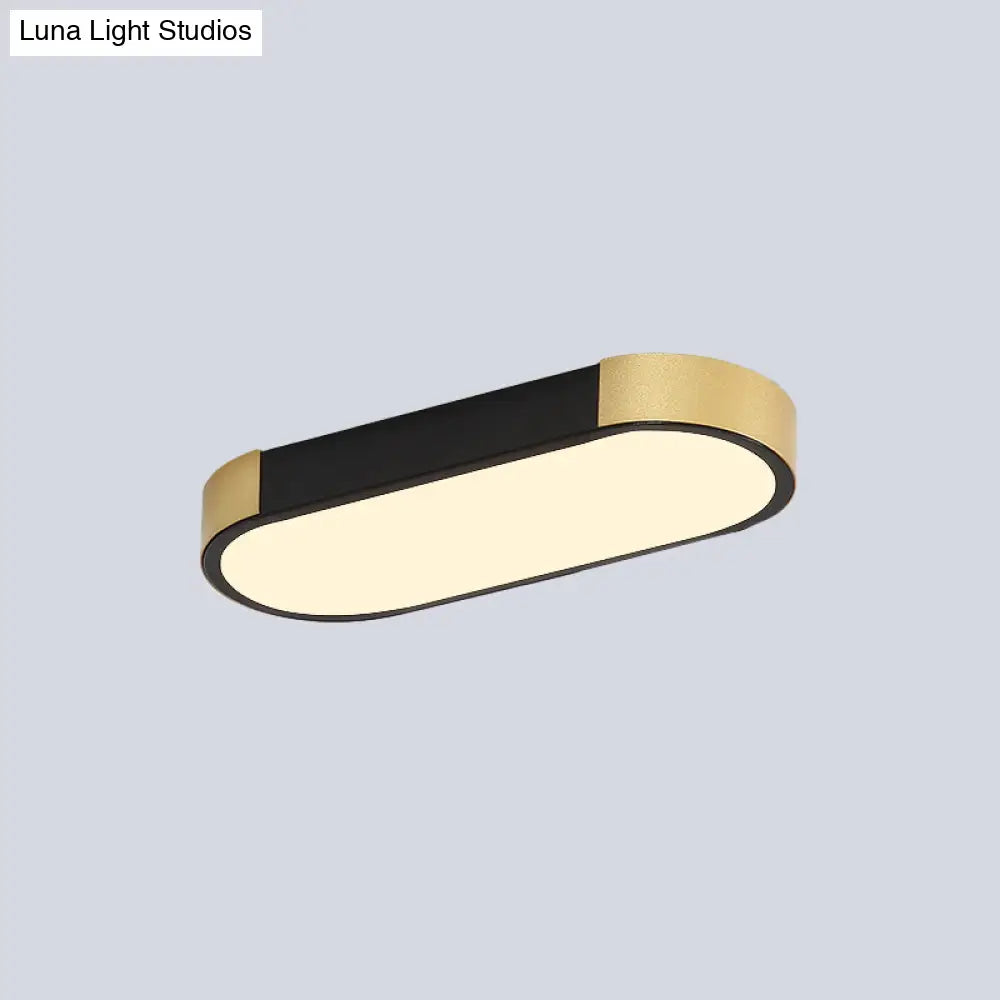 Modern Rectangular Corridor Led Ceiling Flush Mount - Metallic Flushmount Lighting In White/Gold Or