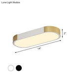 Modern Rectangular Corridor Led Ceiling Flush Mount - Metallic Flushmount Lighting In White/Gold Or