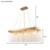 Modern Rectangular Crystal Pendant Ceiling Light - Gold Led Chandelier 23.5/31.5/39 Wide