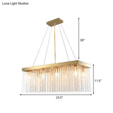 Modern Rectangular Crystal Pendant Ceiling Light - Gold Led Chandelier 23.5/31.5/39 Wide