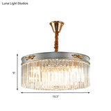 Modern Rectangular Drum Chandelier Light - Crystal 3/4 Lights Dining Room Hanging Pendant