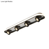 Modern Rectangular Flush Ceiling Lamp In Warm/White Light - Acrylic 4/6/8 Lights Black Ideal For