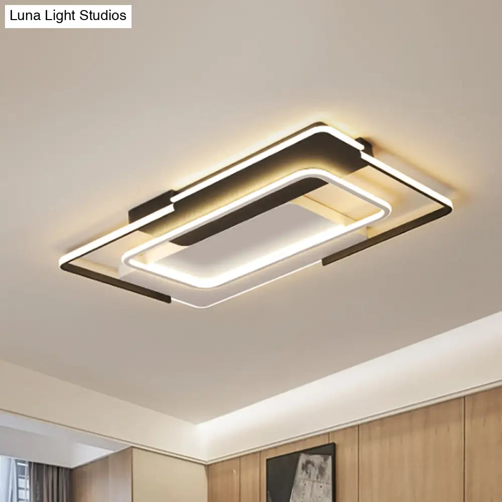 Modern Rectangular Flush Mount Led Light For Living Room Ceiling - Acrylic Warm/White