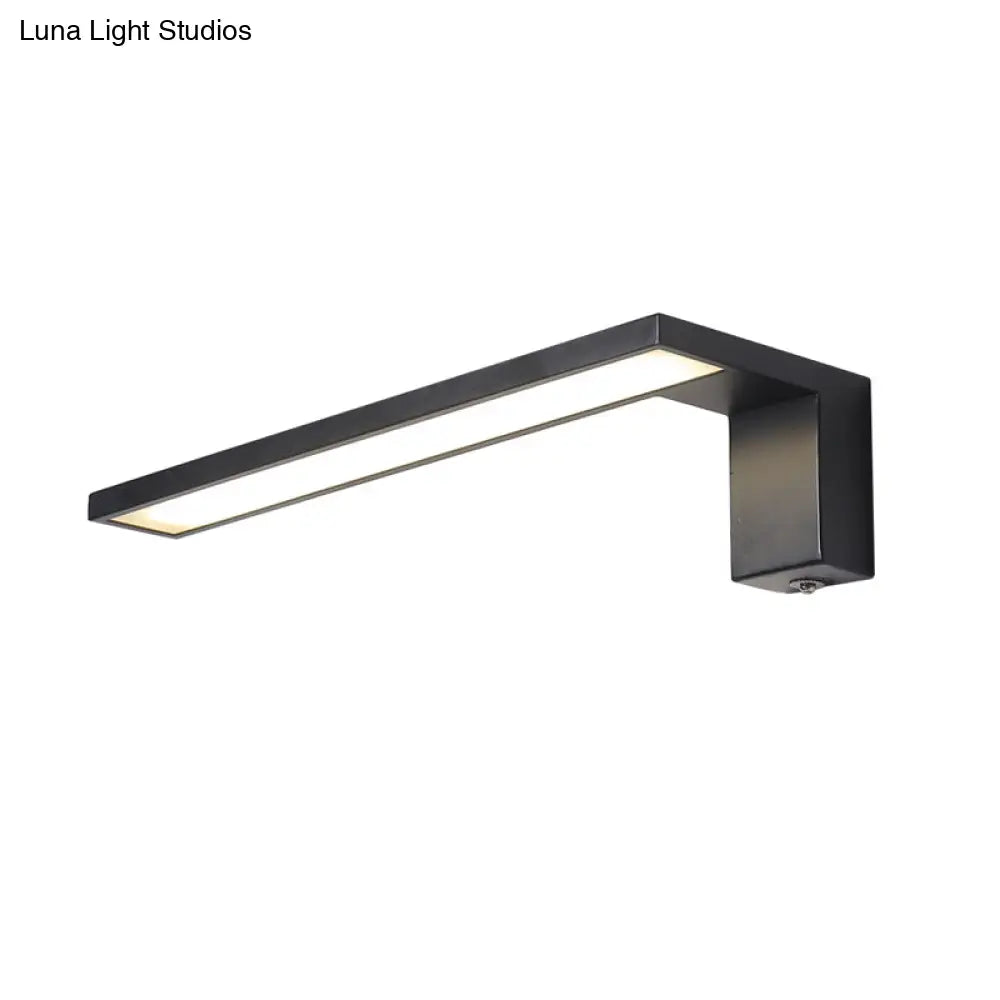 Modern Rectangular Led Wall Mount Light - Acrylic White/Black Bedside Fixture In Warm/White