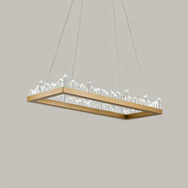 Modern Rectangular Pendant Ceiling Light With Crystal Accents In Gold Led Chandelier Warm/White