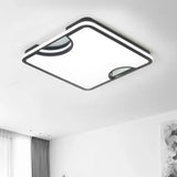 Modern Rectangular/Square Acrylic Flush Ceiling Light Led Lamp In Black/White Warm/White