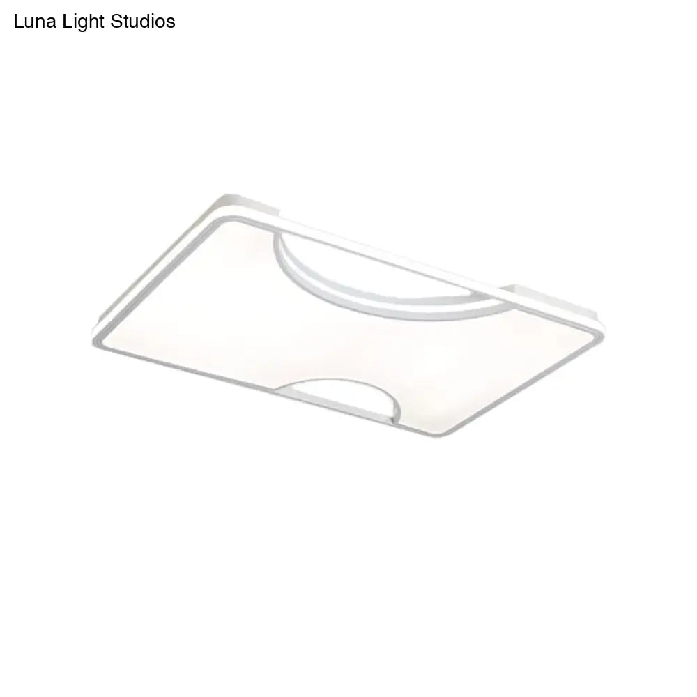 Modern Rectangular/Square Acrylic Flush Ceiling Light Led Lamp In Black/White Warm/White