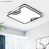 Modern Rectangular/Square Acrylic Flush Ceiling Light Led Lamp In Black/White Warm/White