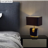 Modern Rectangular Table Lamp 14/16 Wide Black Fabric 1 Head Small Desk For Bedside