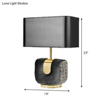 Modern Rectangular Table Lamp 14/16 Wide Black Fabric 1 Head Small Desk For Bedside