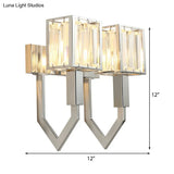 Modern Rectangular Wall Sconce - Chrome Finish With Clear Crystal Accent