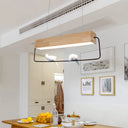 Modern Rectangular Wood Led Pendant Light For Dining Room Ceiling In Warm/White / White